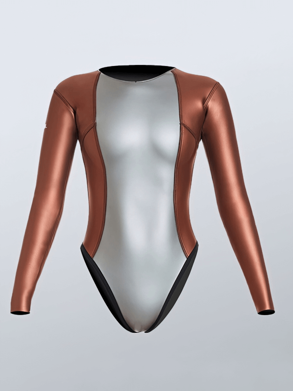 Stylish elastic long-sleeve women's diving wetsuit made from neoprene, offering flexibility and warmth for swimming - SF0548.